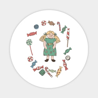 Retro Christmas Doll Magnet